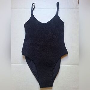 NWOT Boamar Womens Black One Piece Swimwear Smocked Front Scoop Back Size M